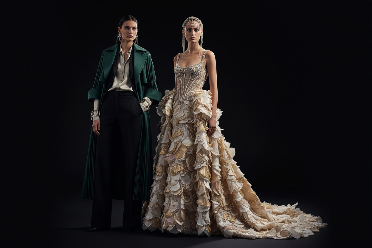 image prêt à porter et haute coututre avec arrière plan en noir