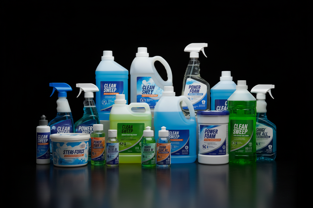 image produits ménagers pour entreprise avec arrière plan noir